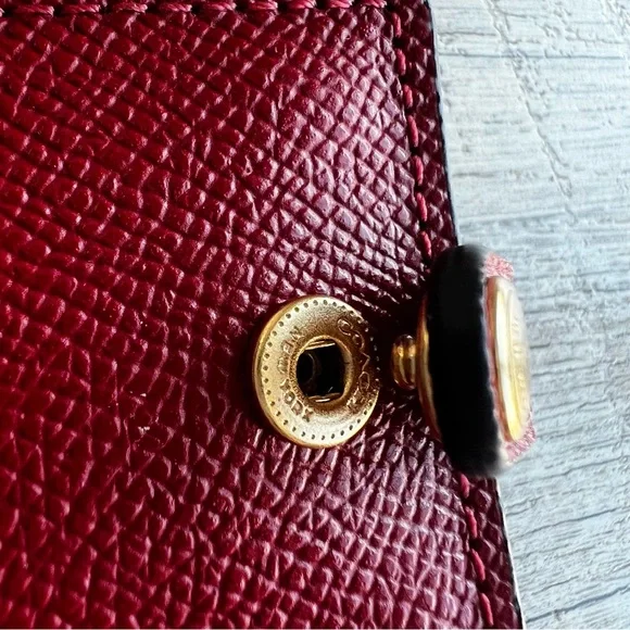 Coach Red Leather Photo Album Bag Charm with Gold Accents Key Charm